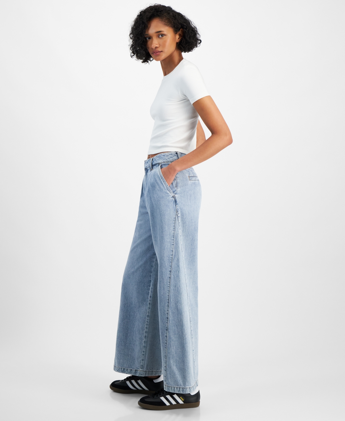 And Now This Women's High-Rise Pleat Front Wide-Leg Jeans, Created for Macy's