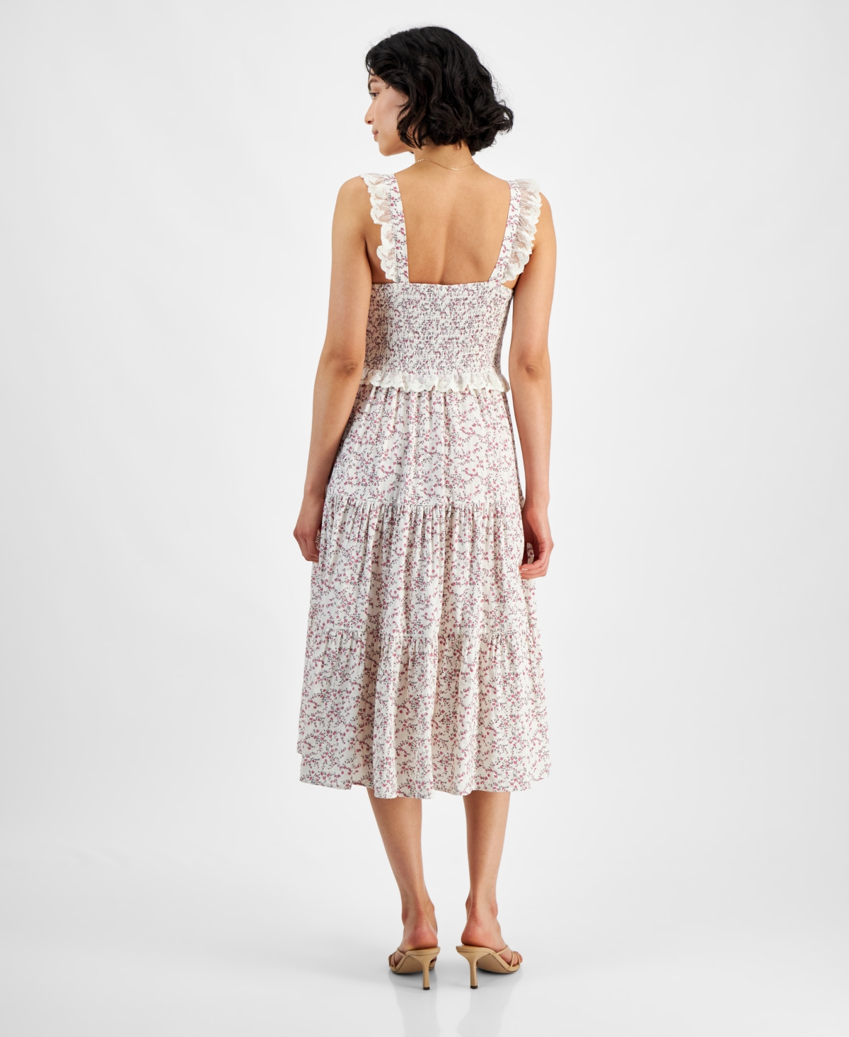 And Now This Women's Floral Tiered Lace-Trim Midi Dress, Created for Macy's