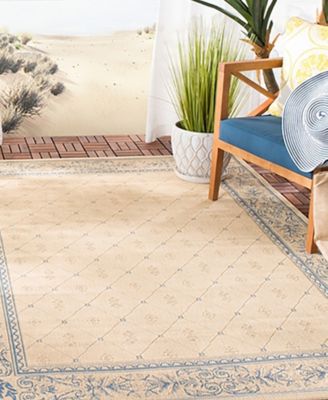 Courtyard CY2326 Natural and Blue 5'3" x 7'7" Outdoor Area Rug