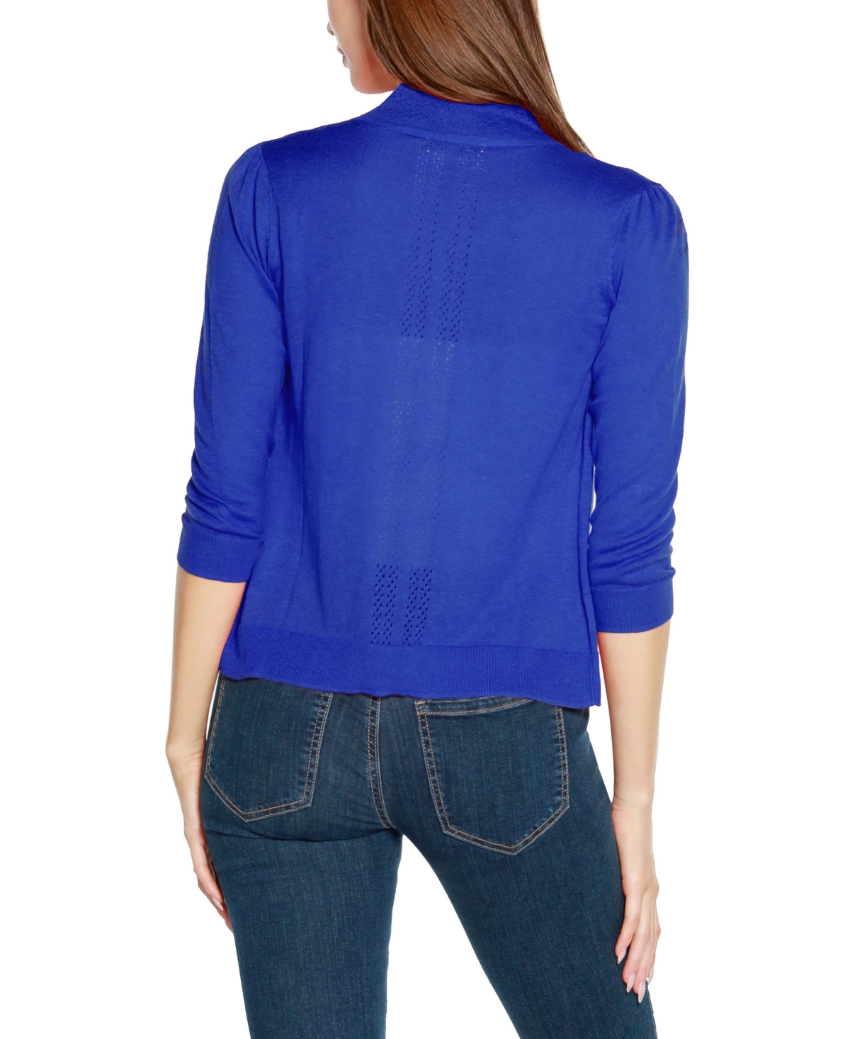 Shop Belldini Women's 3/4 Sleeve Open Cardigan Sweater In Cobalt