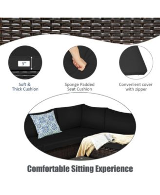 6 Pieces Rattan Patio Sectional Sofa Set with Cushions for 4-5 Person