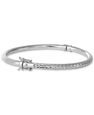 2-Pc. Set Textured Medium Hoop Earrings & Matching Bangle Bracelet in Sterling Silver, Created for Macy's