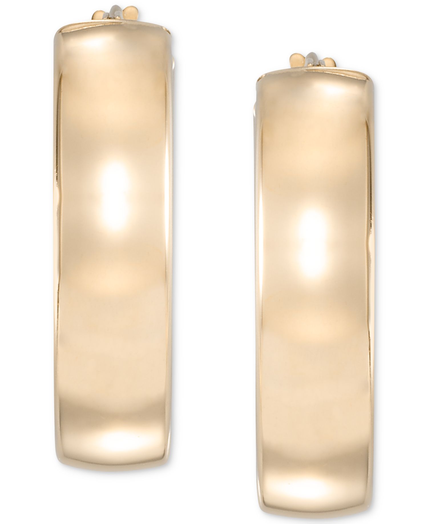 High Polished Wide Chunky Small Hoop Earrings in 14k Gold, 7/8"