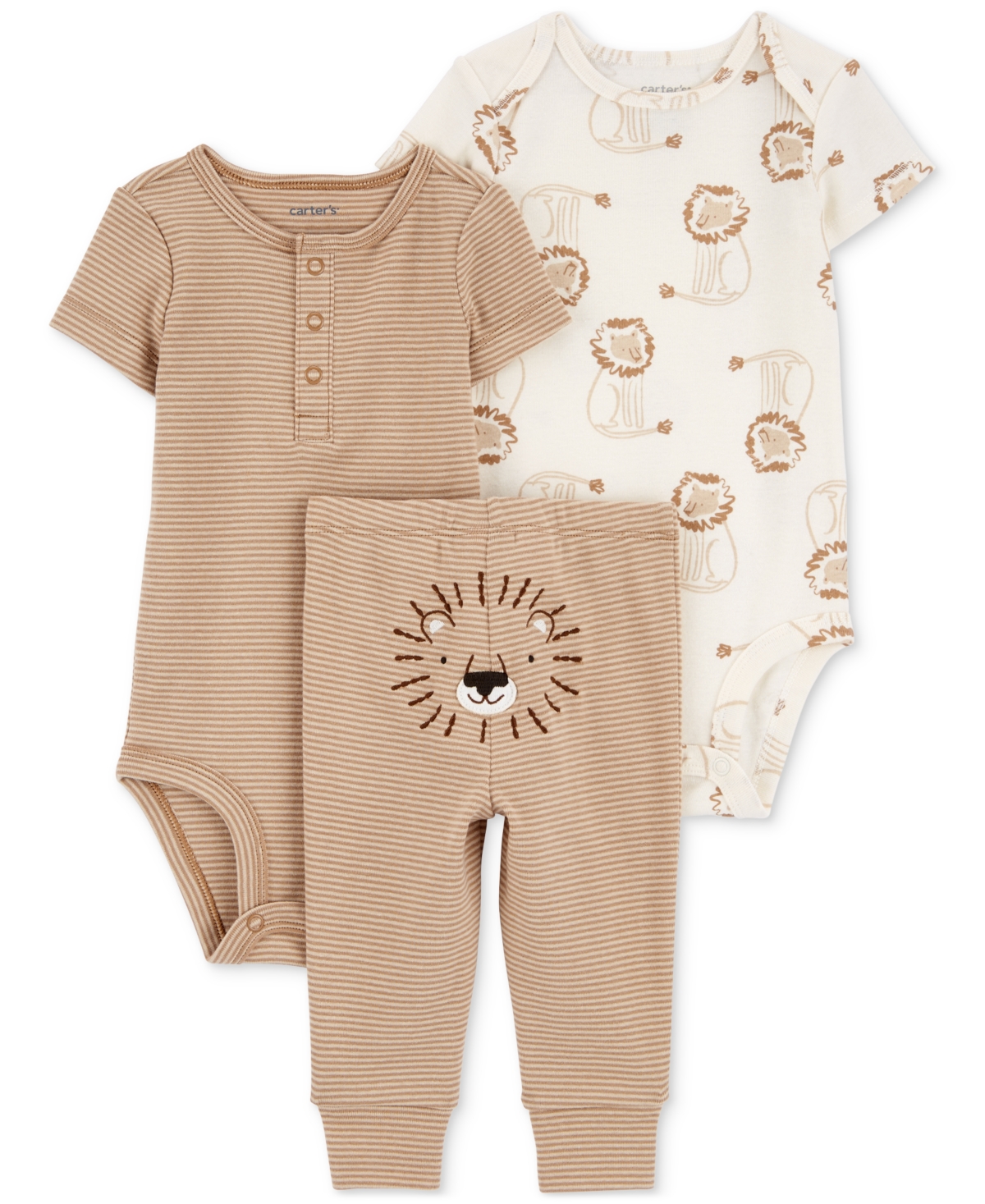 Carter's Baby Boys And Baby Girls 3-pc. Little Character Bodysuit & Pant Set In Brown