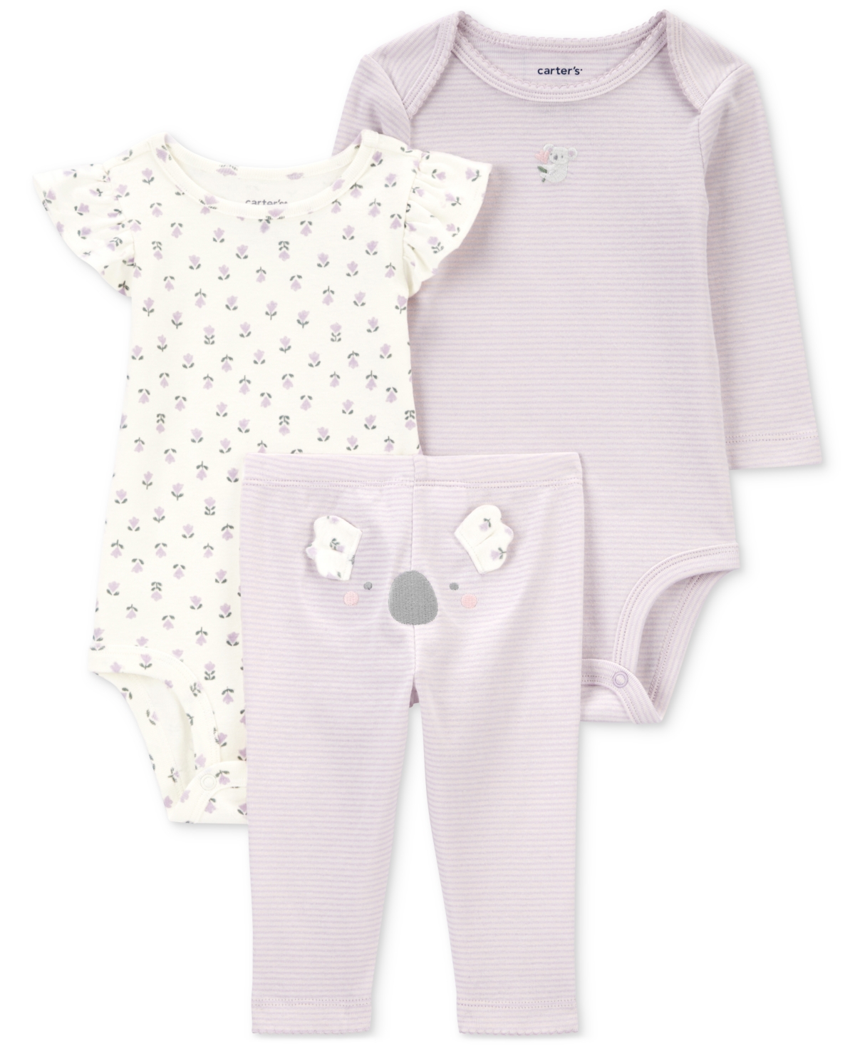 Carter's Baby Boys And Baby Girls 3-pc. Little Character Bodysuit & Pant Set In Multi