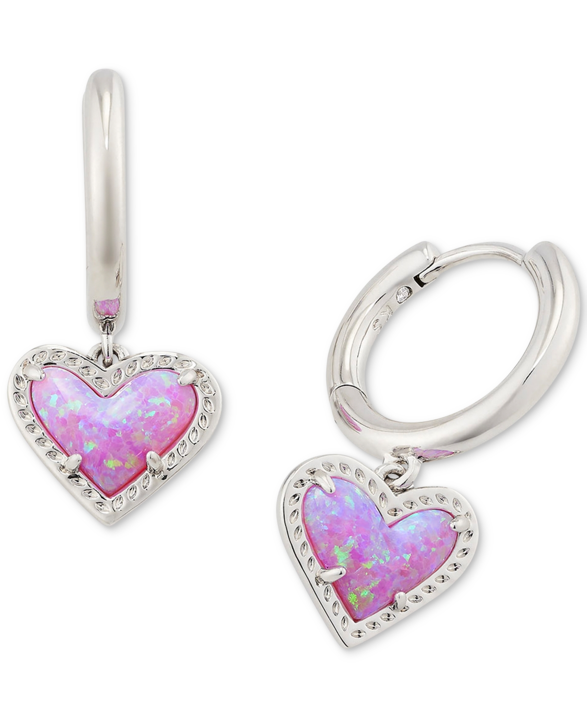 Shop Kendra Scott Pave & Colored Heart Charm Huggie Hoop Earrings In Rhod Bbblg