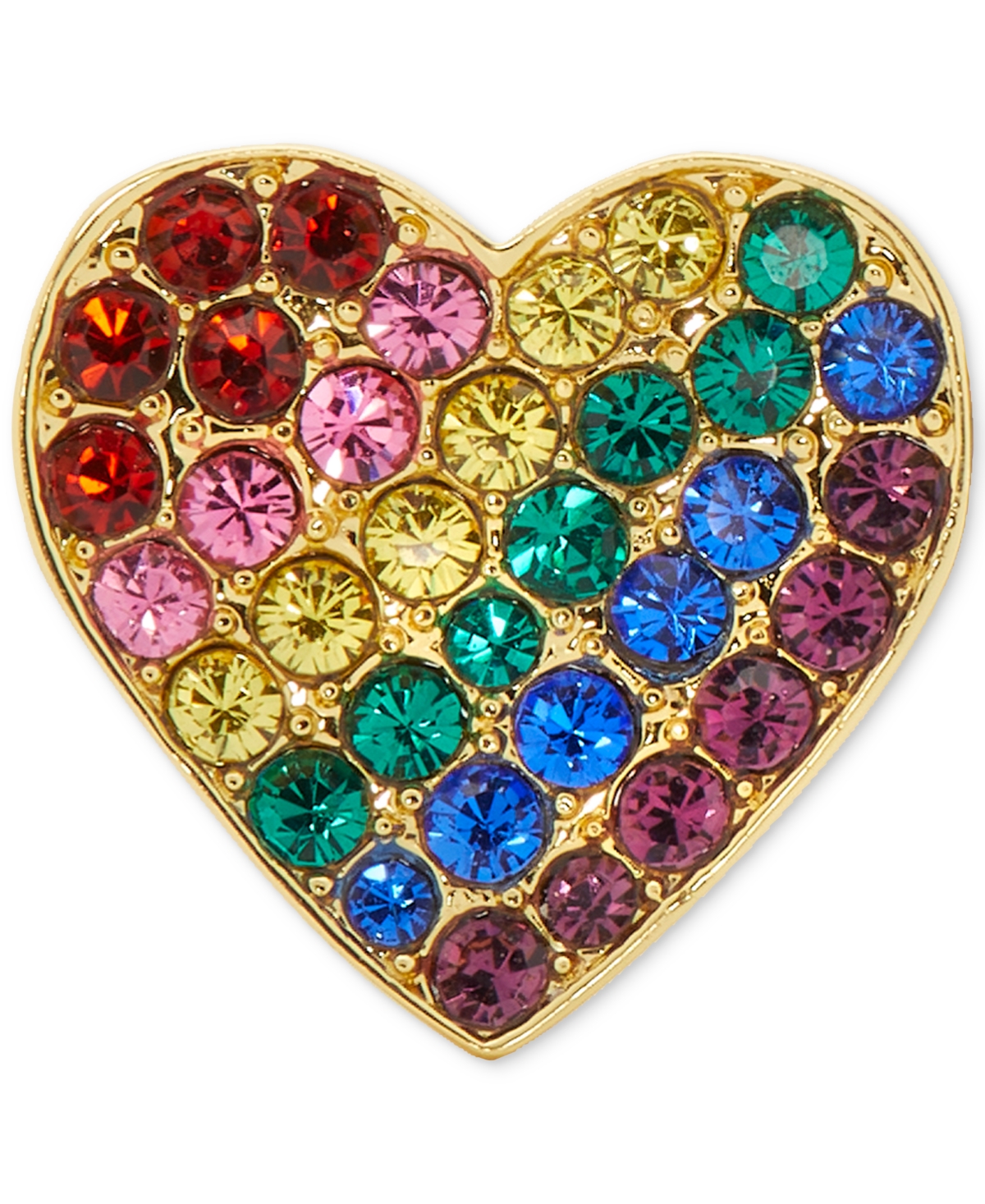 KATE SPADE GOLD-TONE MULTICOLOR PAVE HEART STUD EARRINGS 