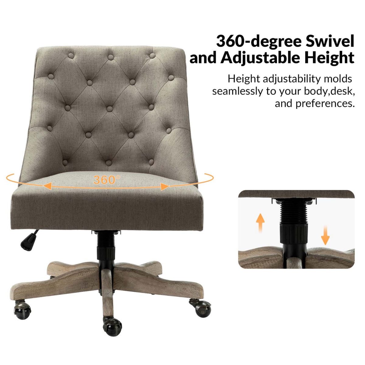 Modern Upholstered Tufted Armless Home Office Chair