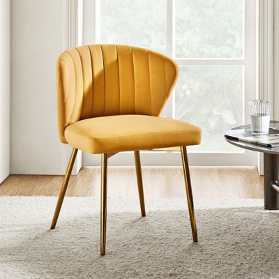 Aruna Velvet Side Chair with Metal Legs