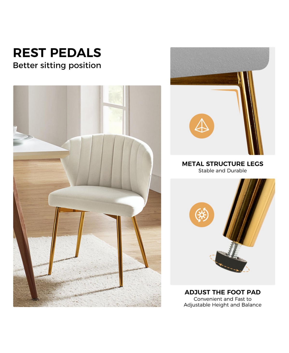 Aruna Velvet Side Chair with Metal Legs
