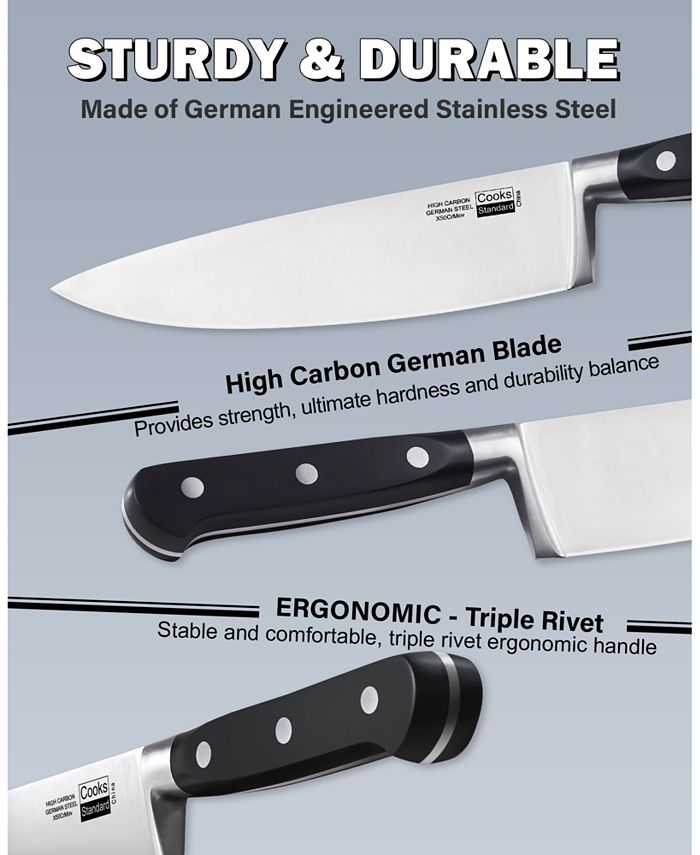 Cooks Standard Kitchen Knife Set with Block 12Piece, Stainless Steel