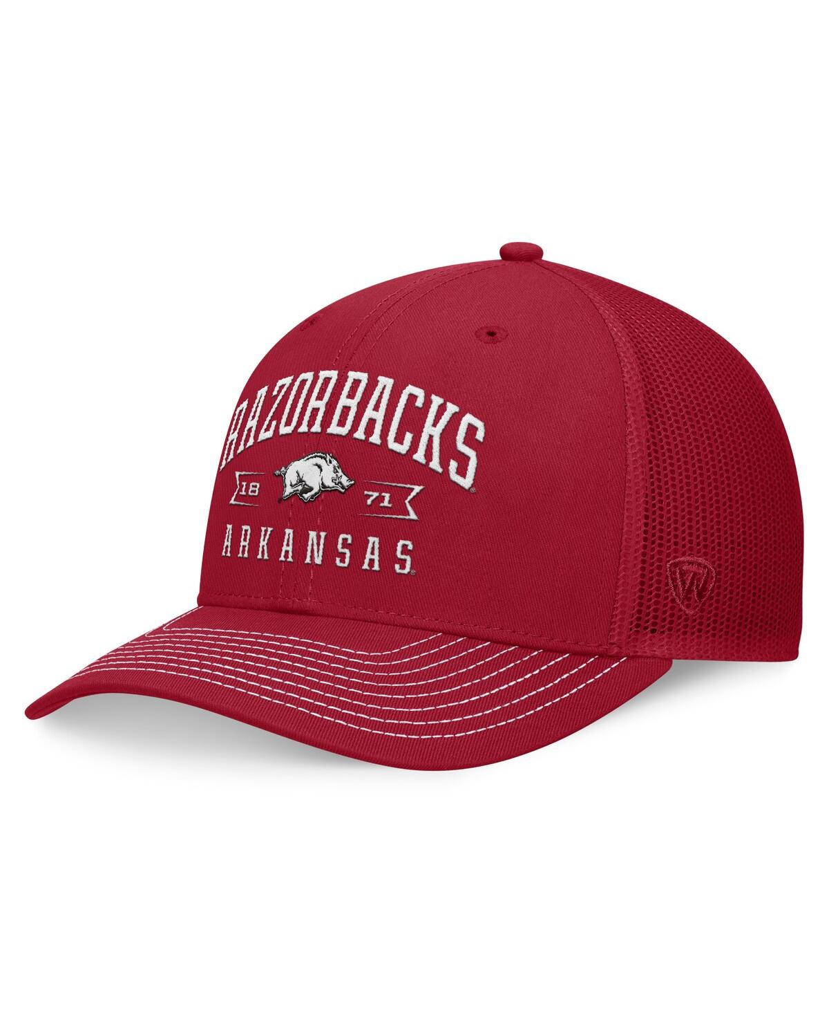 Shop Top Of The World Men's Cardinal Arkansas Razorbacks Carson Trucker Adjustable Hat In West Card