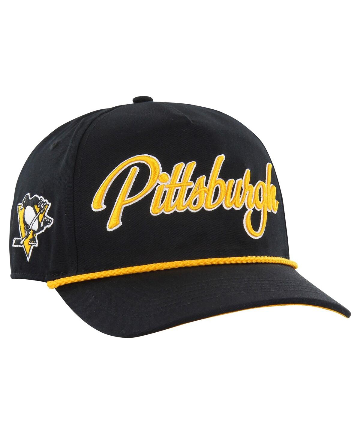 47 Men's Black Pittsburgh Penguins Overhand Logo Side Patch Hitch Adjustable Hat - Black