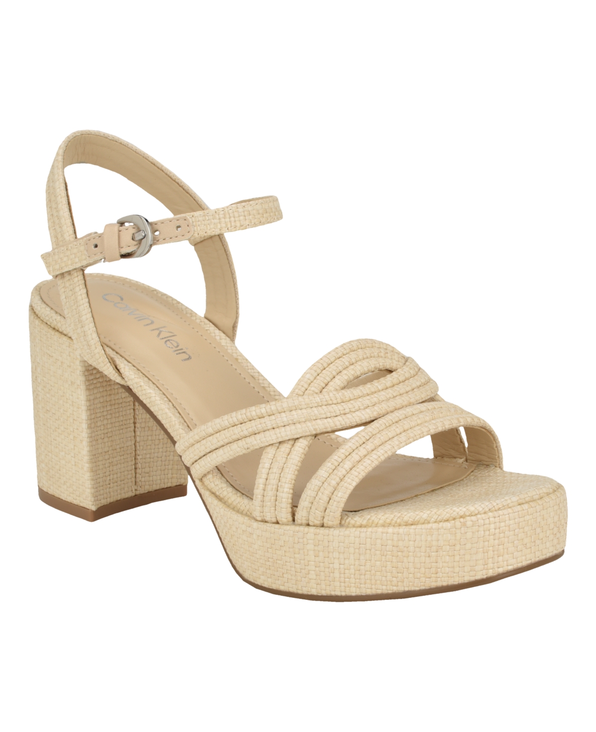 Calvin Klein Women's Lailly Strappy Platform Sandals - Light Natural - Manmade with Textile Sol