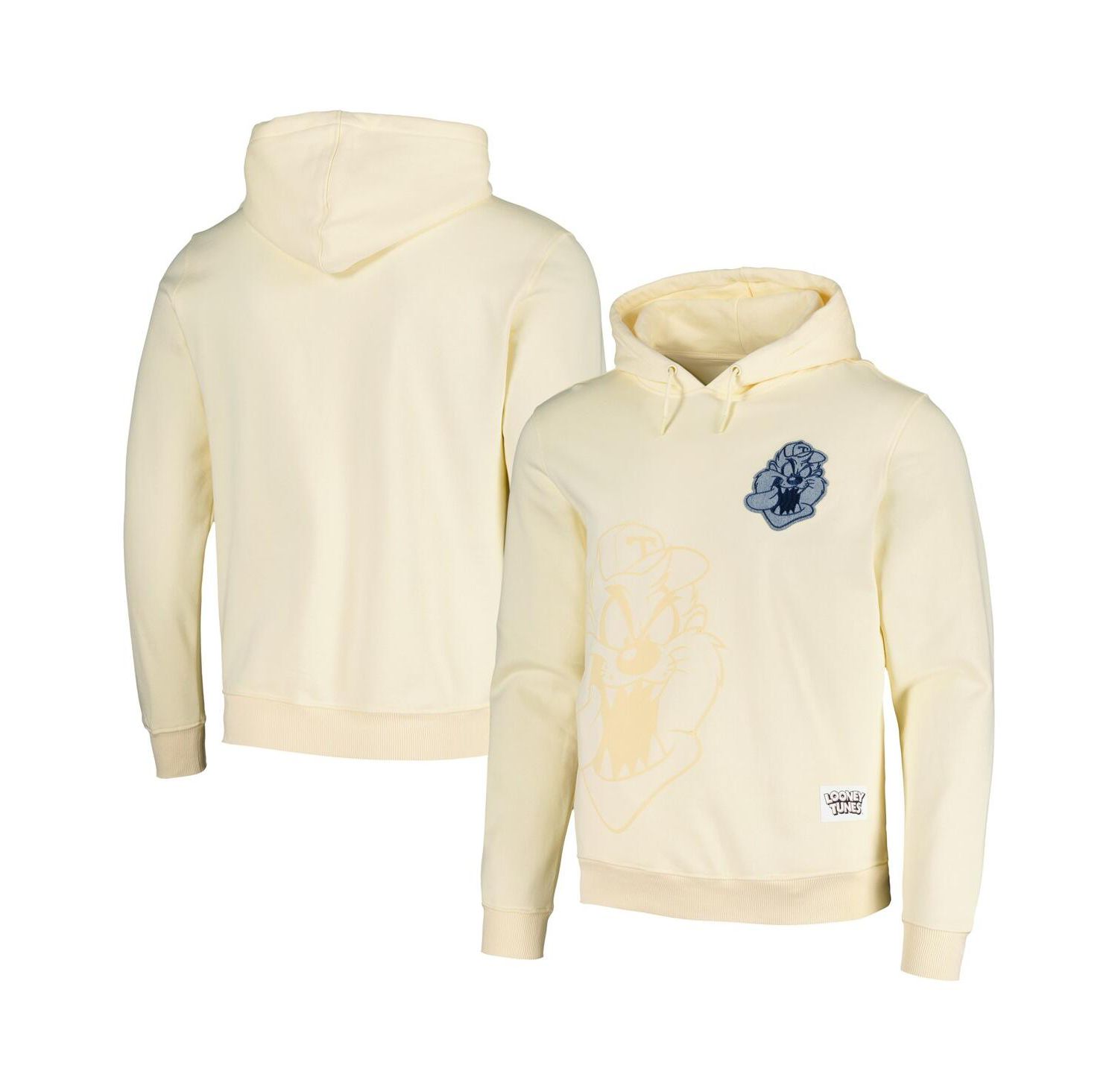 Unisex Cream Looney Tunes Taz Denim Patch Pullover Hoodie