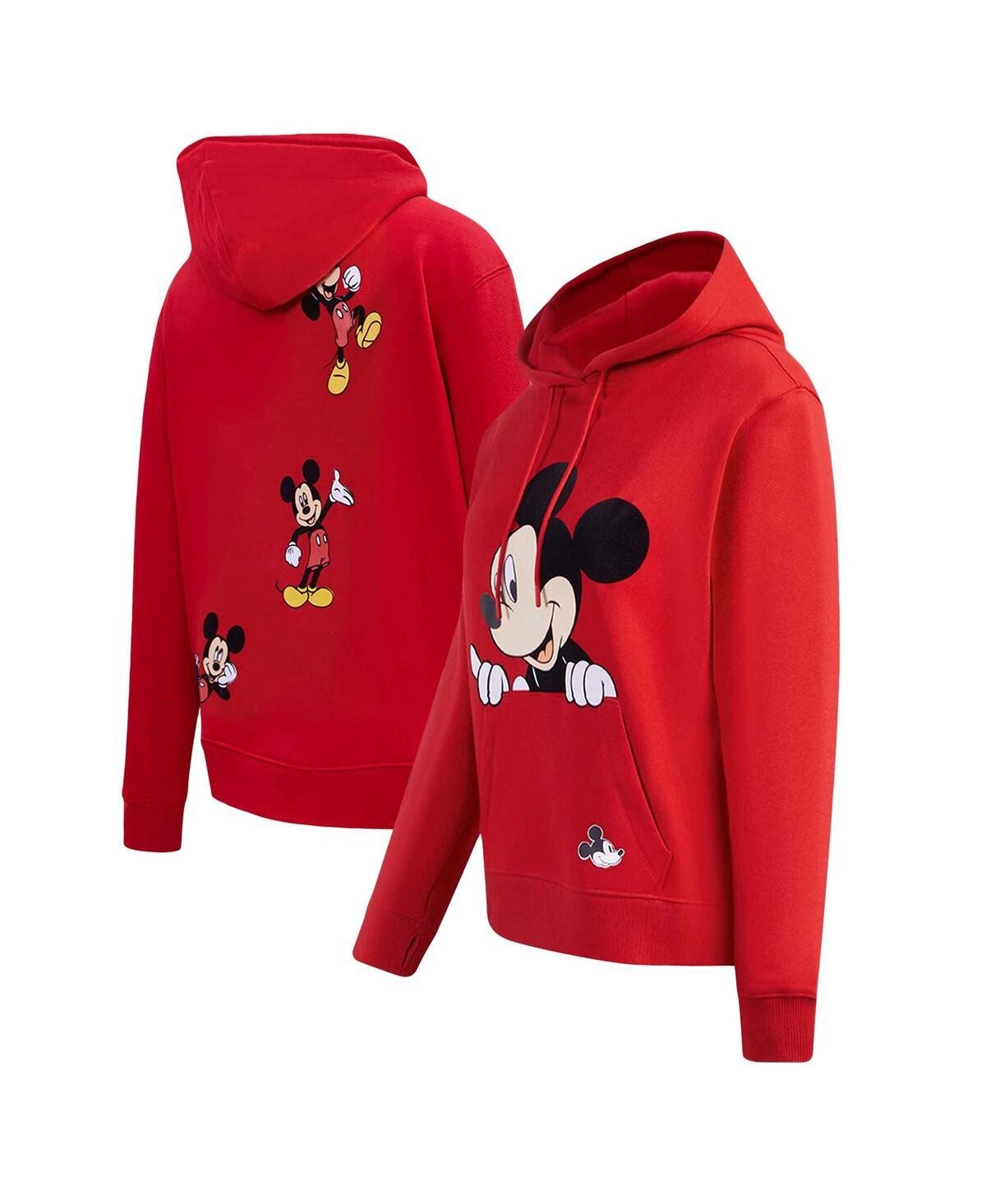Women's Red Mickey Mouse Relax Pullover Hoodie - Red