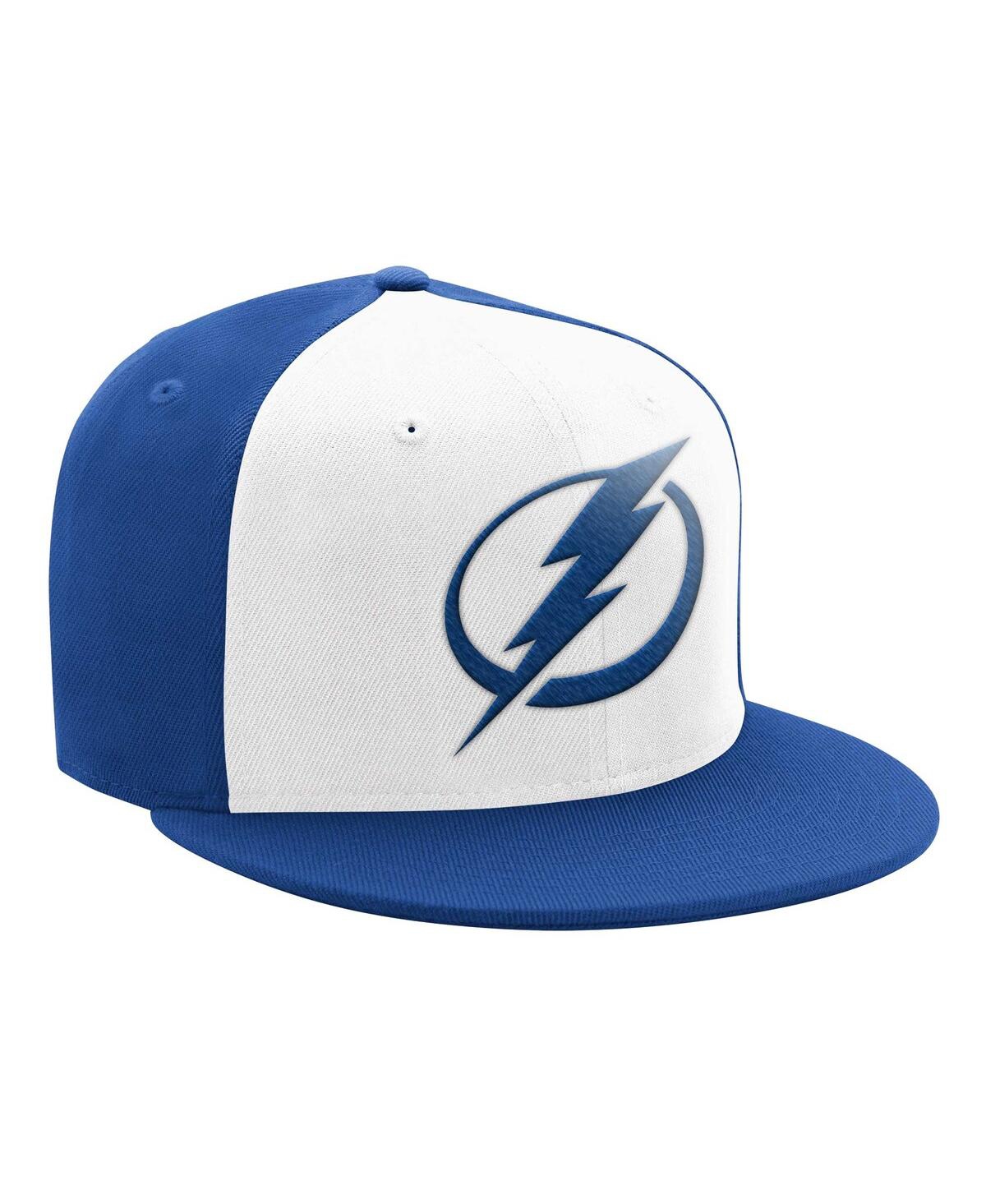 Men's White/Blue Tampa Bay Lightning Logo Two-Tone Snapback Hat - White Blue