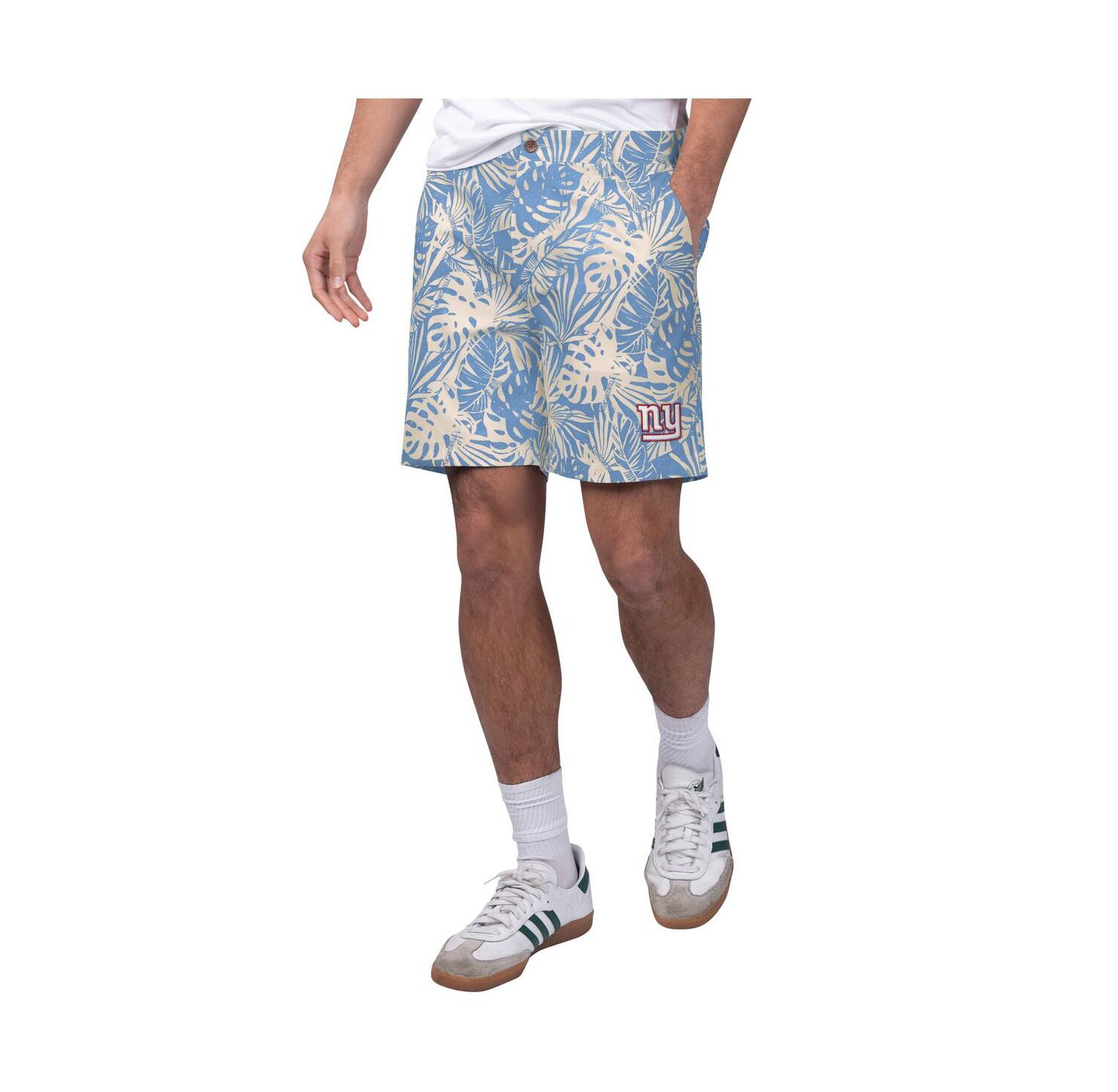 Men's Royal New York Giants Sandwashed Monstera Print Amphib Shorts