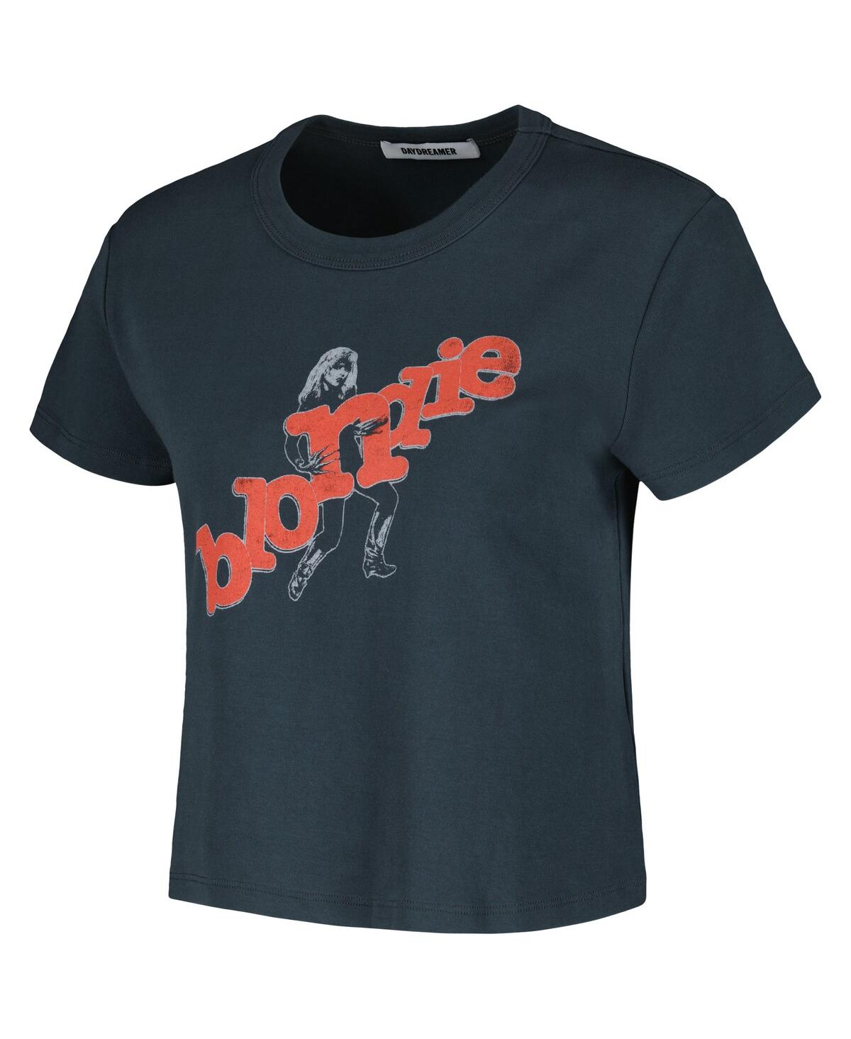 Daydreamer Women's Charcoal Blondie Scattered Letters Cropped T-shirt In Charcoal