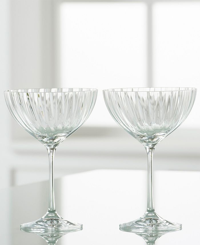 Belleek Pottery Galway Crystal Erne Saucer Champagne Glasses, Set of 2