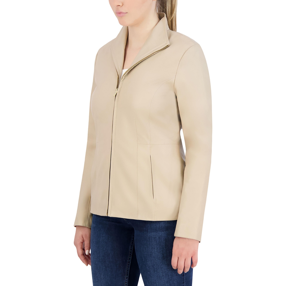Cole Haan Women's Wing Collar Leather Jacket
