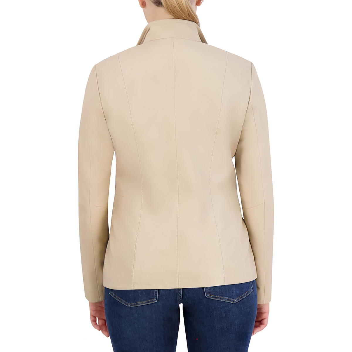 Cole Haan Women's Wing Collar Leather Jacket