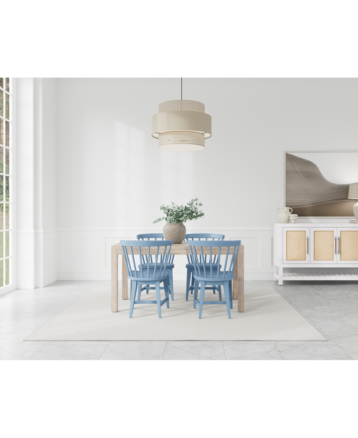 Shop Macy's Catriona 5pc Dining Set (rectangular Dining Table + 4 Wood Side Chairs) In Blue