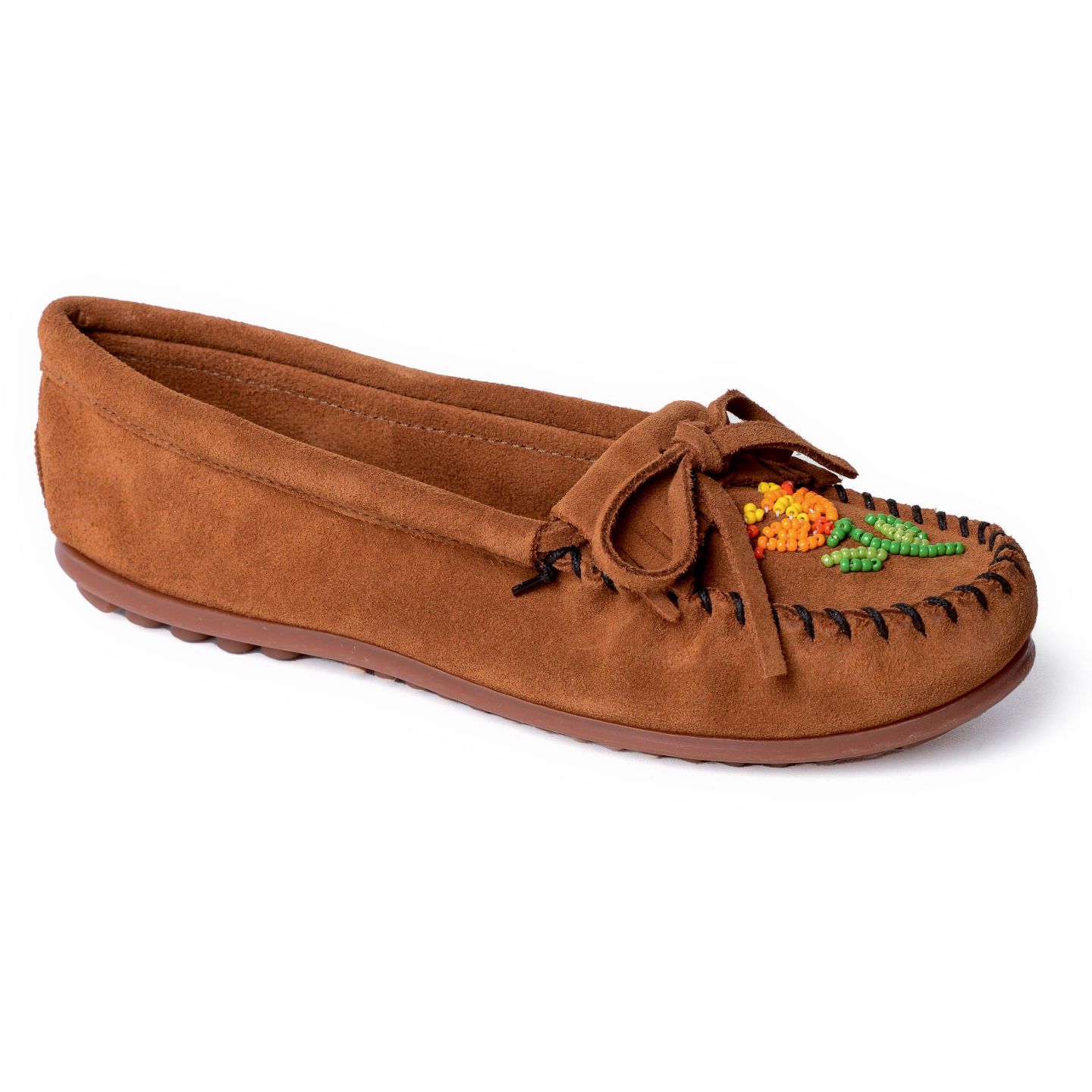 Женские мокасины Minnetonka Ziigwan Waabigwan с бисером, цвет: Коричневый — фото 1