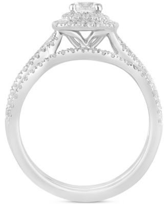 Diamond Halo Twist Bridal Set (7/8 ct. t.w.) in 14k White Gold