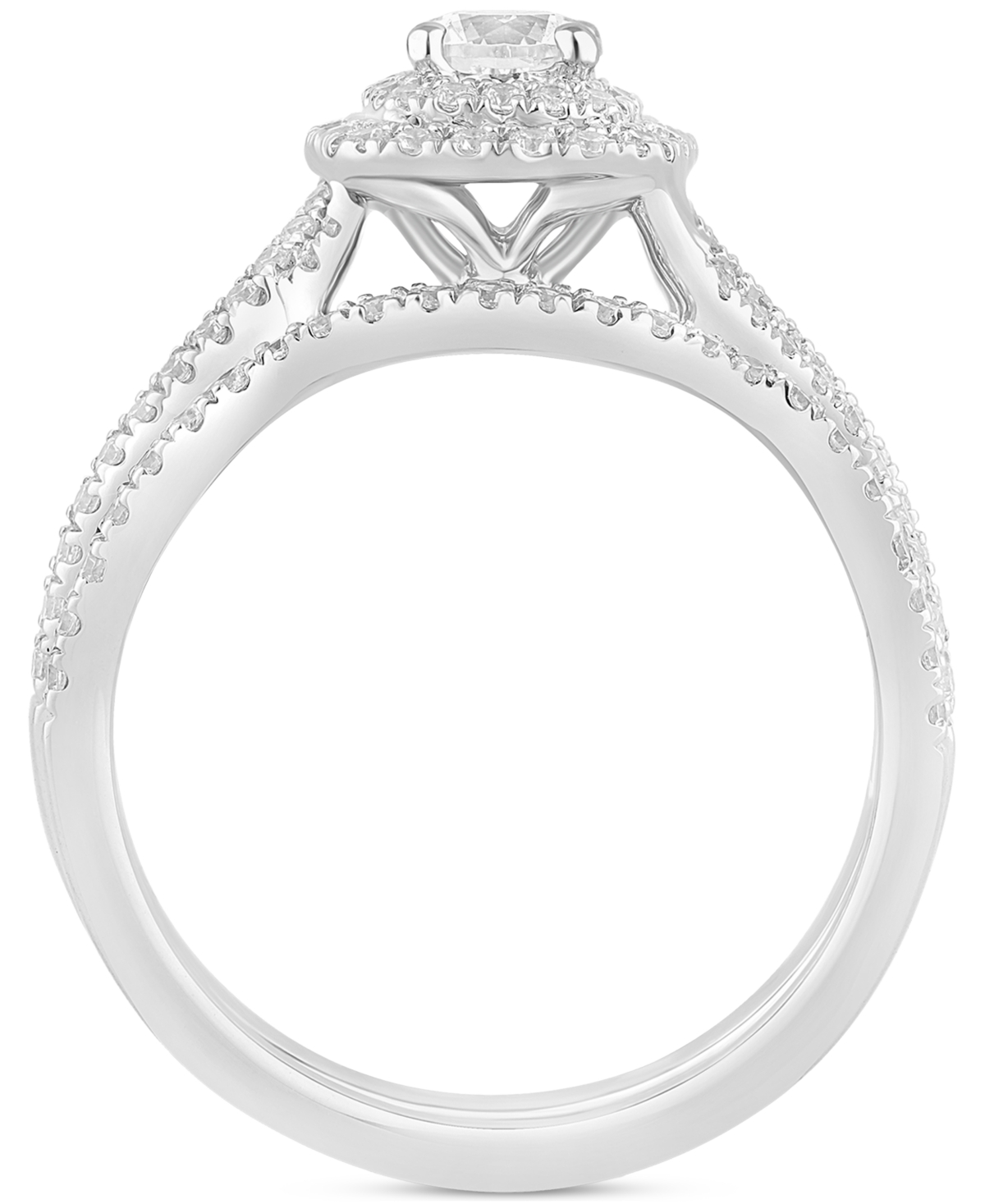 Macy's Diamond Halo Twist Bridal Set (7/8 Ct. T.w.) In 14k White Gold In White Gold