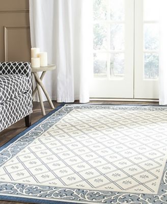 Courtyard CY7427 Beige and Navy 5'3" x 7'7" Sisal Weave Outdoor Area Rug