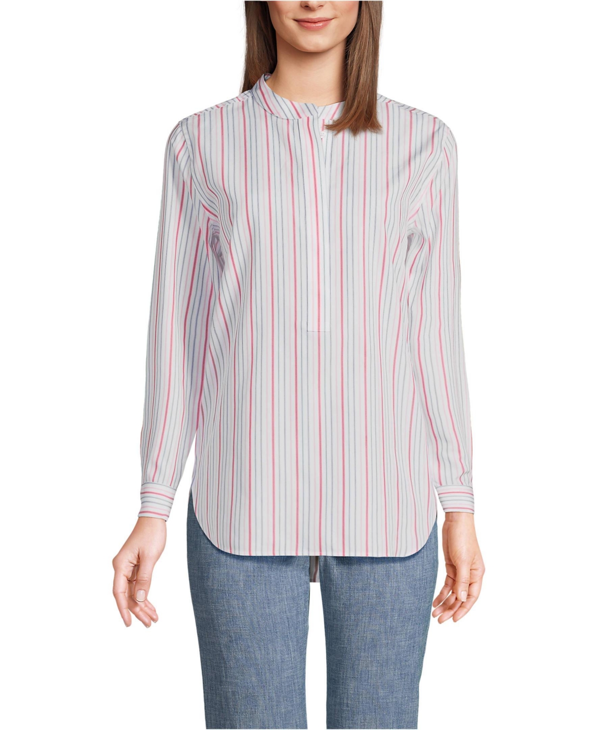 Lands' End Women's No Iron Banded Collar Popover Shirt