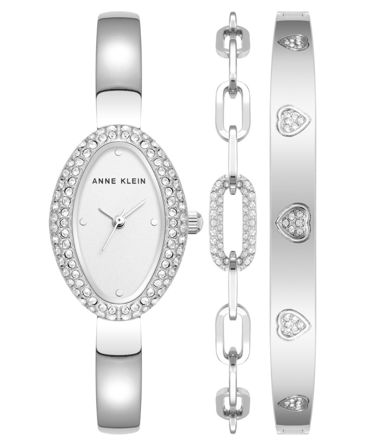 Anne Klein Women's Quartz Silver-tone Alloy Bangle Watch Set, 20mm In Metallic