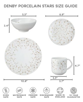 Denby Porcelain Arc White Stars Dinner Plate