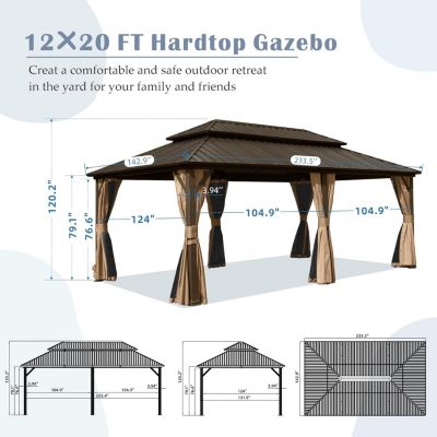 Streamdale Furniture 12' x 20' Hardtop Aluminum Gazebo
