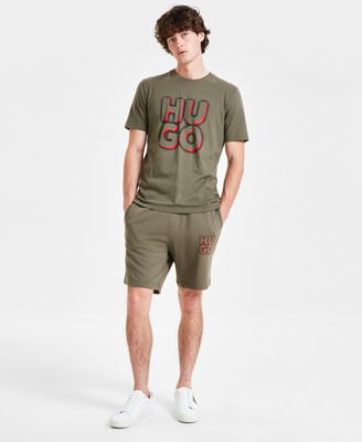 Hugo By Hugo Boss Mens Logo Graphic T Shirt Regular Fit Logo Print 8 Drawstring Shorts