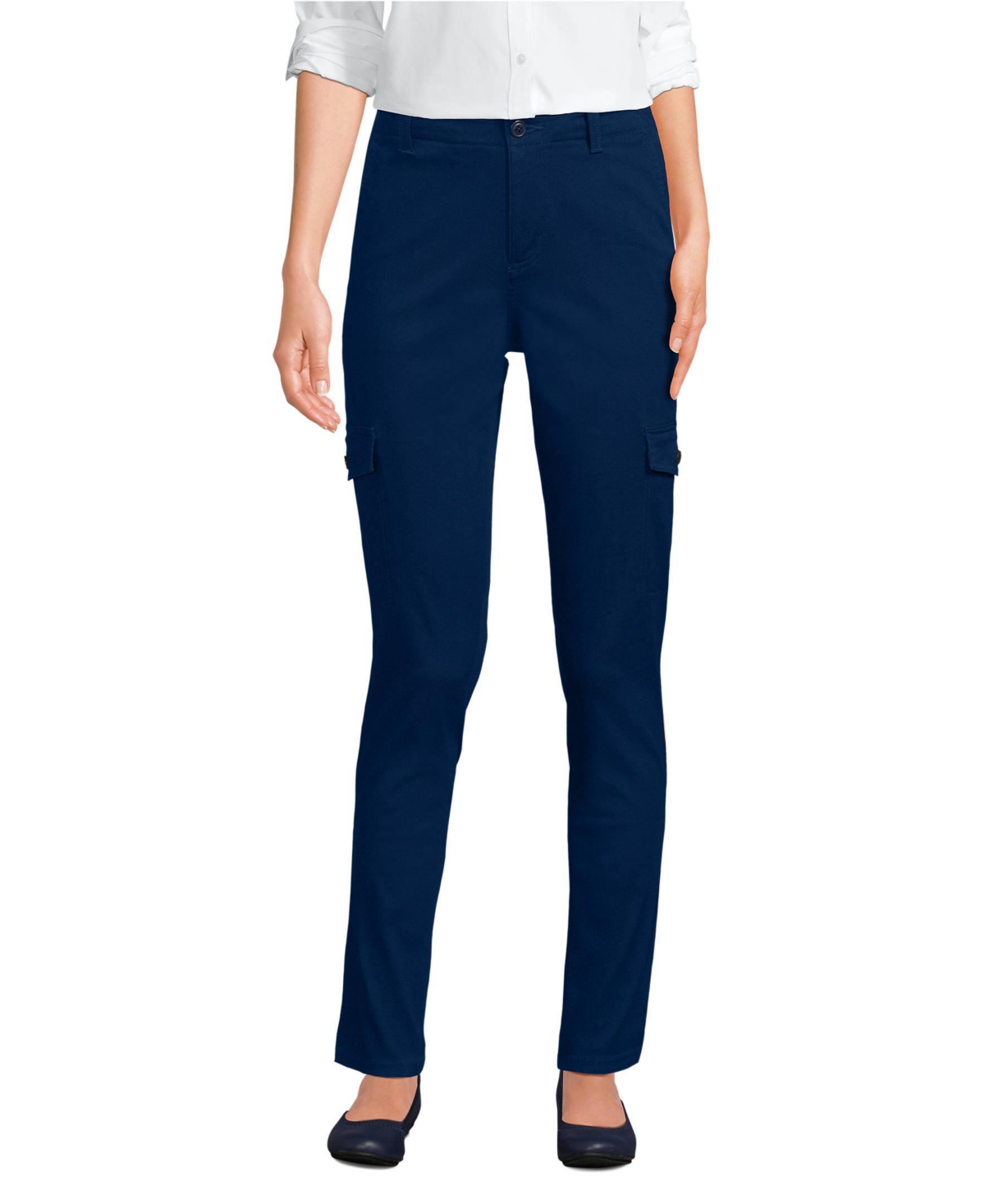 Lands' End Petite Mid Rise Slim Cargo Chino Pants