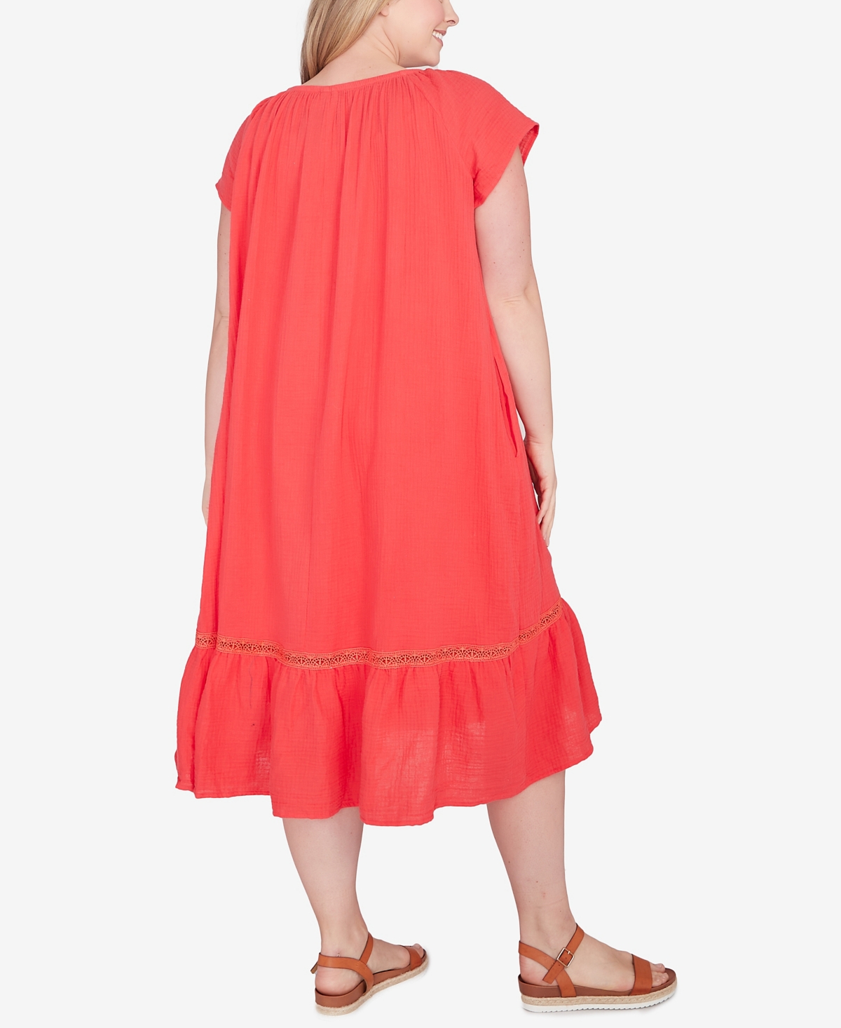 Shop Ruby Rd. Plus Size Gauze High/low Cotton T-shirt Dress In Punch