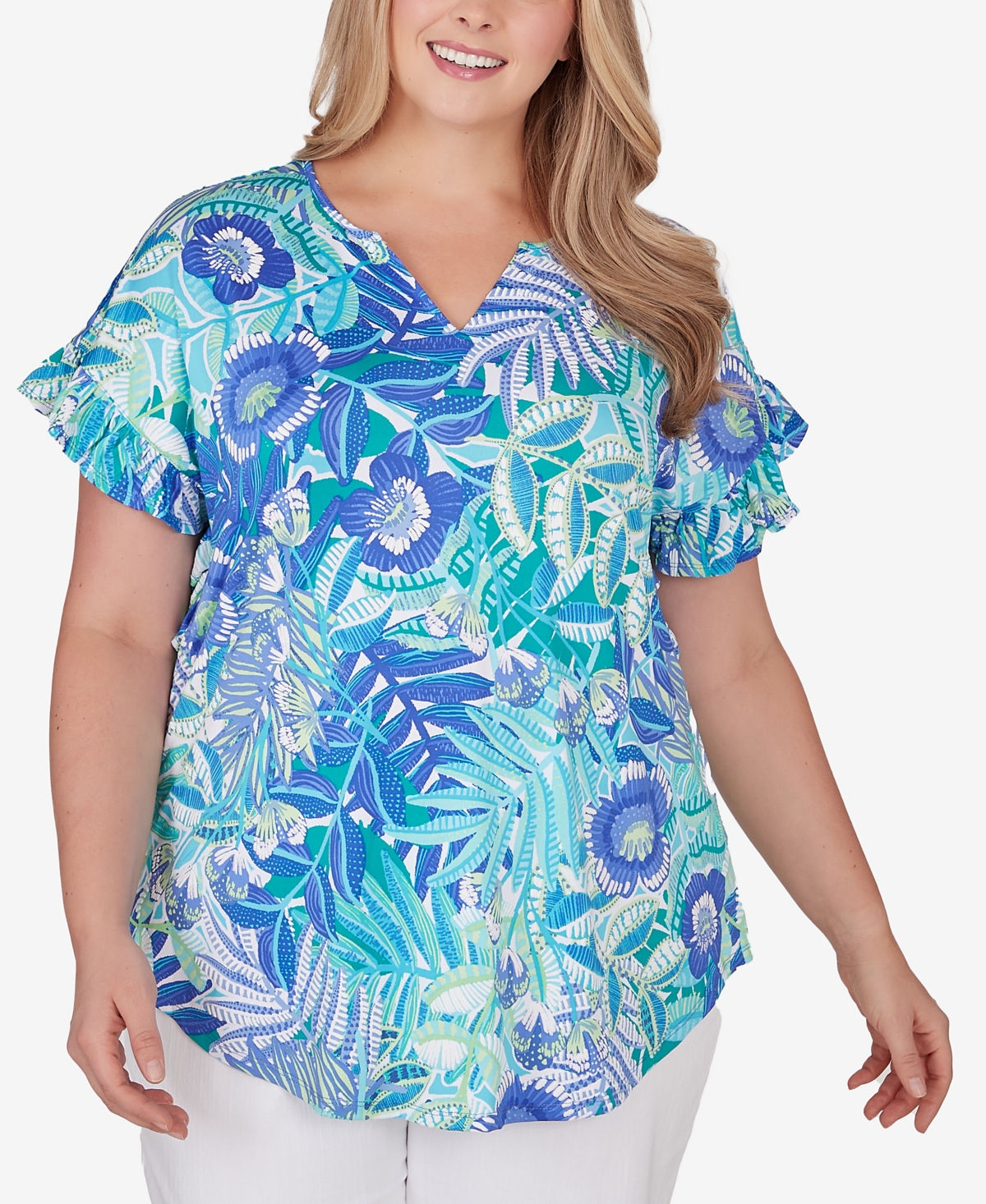 Ruby Rd. Plus Size Rainforest Floral Tee In Multi