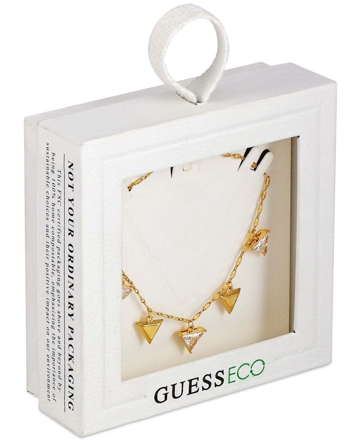 Guess 14kPlated & Cubic Zirconia Triangle Charm Bracelet - Gold