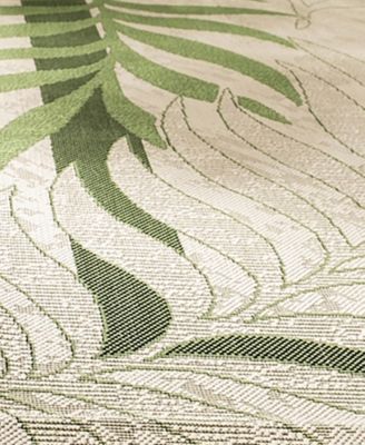 Courtyard CY7836 Cream and Green 5'3" x 7'7" Outdoor Area Rug