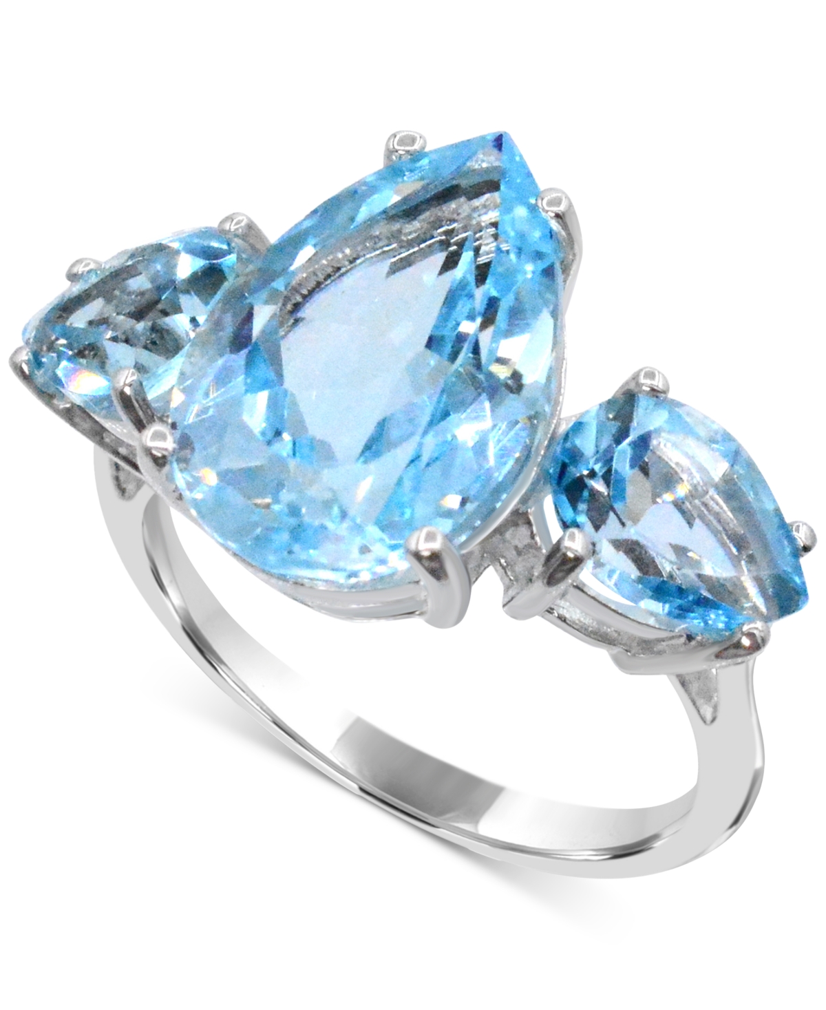 Macy's Sky Blue Topaz Multi-pear Shape Statement Ring (9-1/2 Ct. T.w.) In Sterling Silver In Sky Blue Topaz
