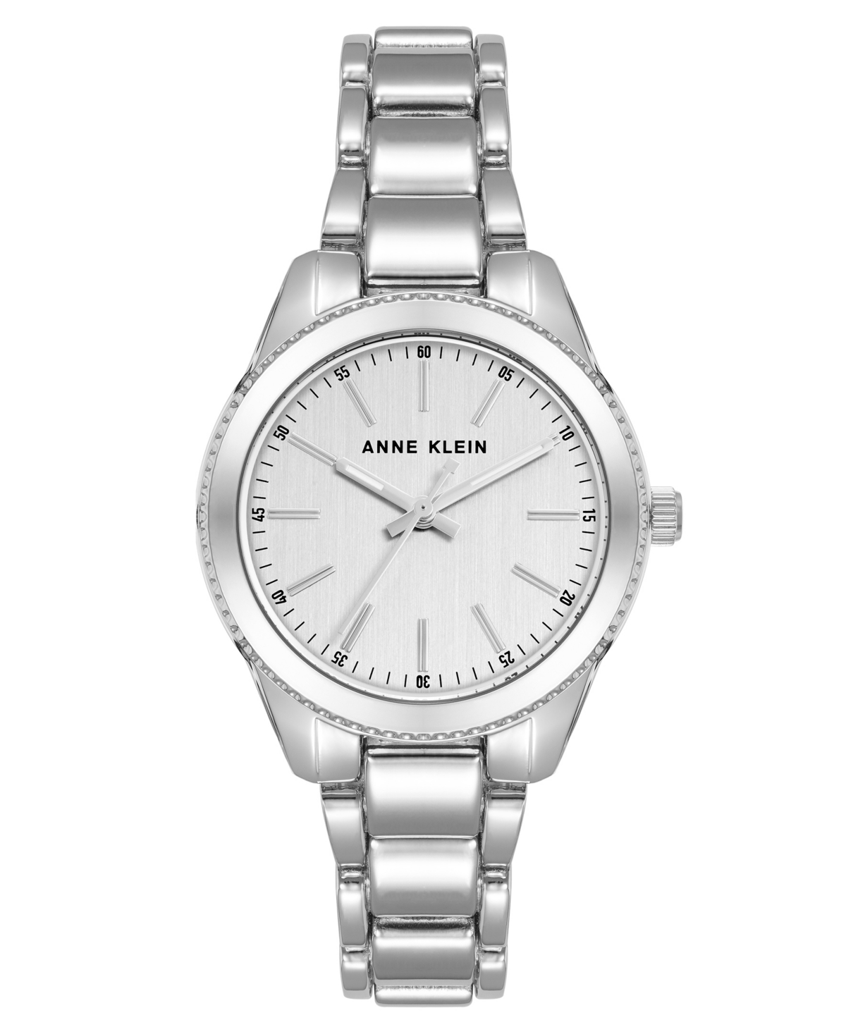 Shop Anne Klein Women's Quartz Silver-tone Alloy Link Bracelet Watch, 30mm In Black