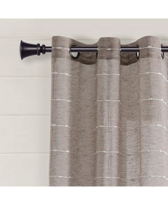 Farmhouse Textured Grommet Sheer Window Curtain Panels