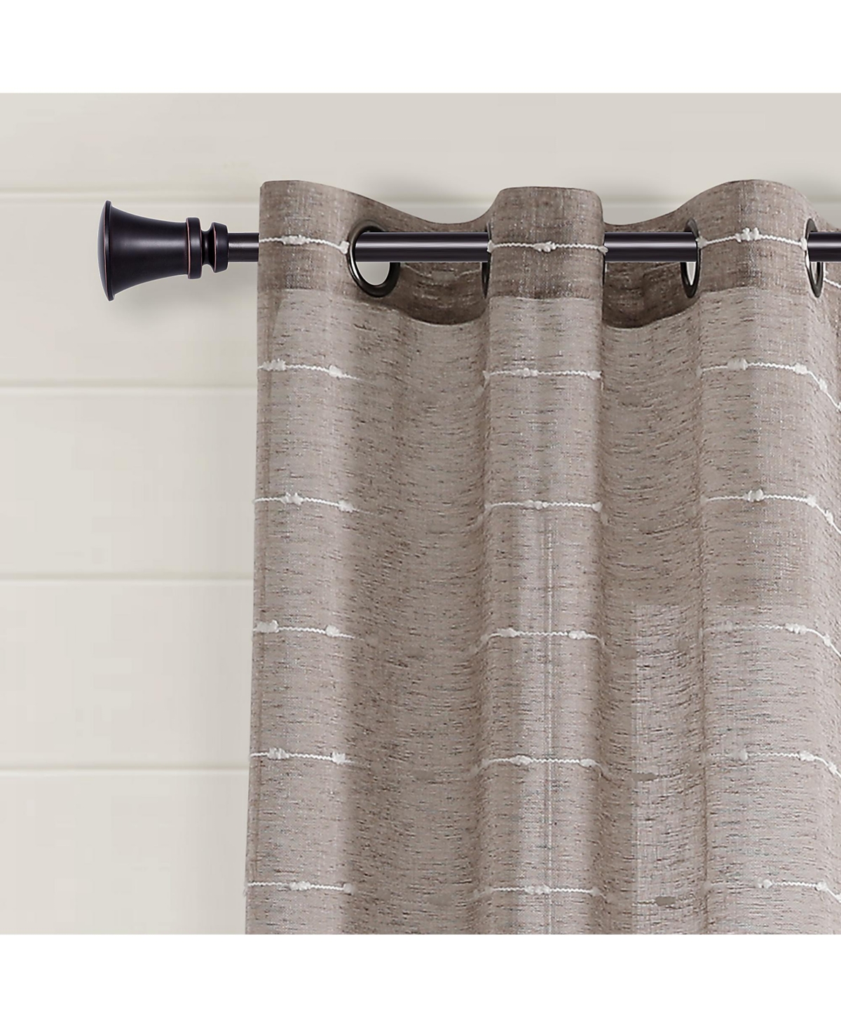 Lush Decor Farmhouse Textured Grommet Sheer Window Curtain Panels