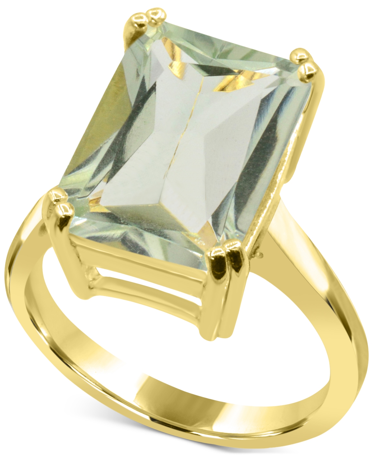 Macy's Green Quartz Emerald-cut Statement Ring (6-7/8 Ct. T.w.) In 14k Gold-plated Sterling Silver (also In In Green Quartz