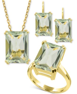 Green Quartz Emerald-Cut Statement Ring (6-7/8 ct. t.w.) in 14k Gold-Plated Sterling Silver (Also in Lime Quartz)