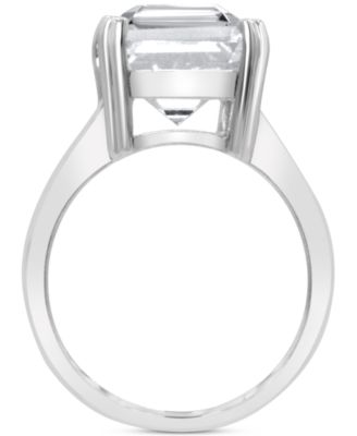 Gemstone Emerald-Cut Statement Ring in 14k Gold-Plated Sterling Silver (Also in White Quartz & Black Onyx)