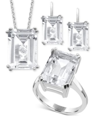 Gemstone Emerald-Cut Statement Ring in 14k Gold-Plated Sterling Silver (Also in White Quartz & Black Onyx)