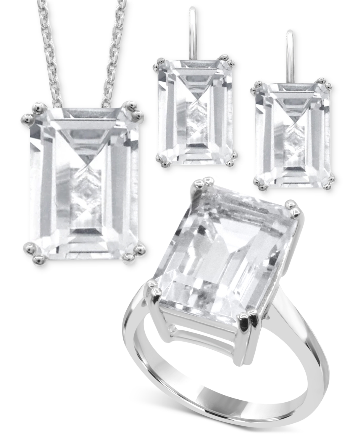 Black Onyx Emerald-Cut Statement Ring in 14k Gold-Plated Sterling Silver (Also  - White Quartz